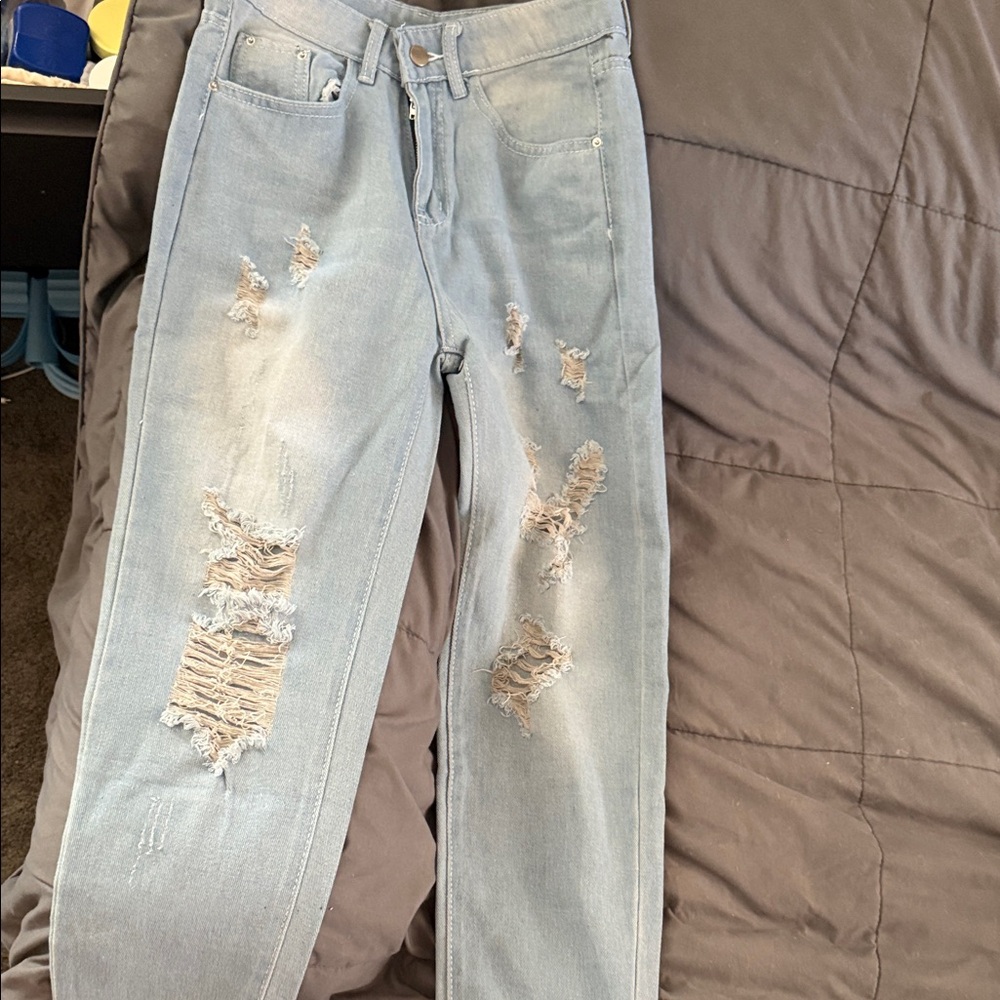 Maurices Light Blue Distressed Boyfriend Jeans